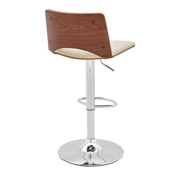 Thierry Adjustable Swivel Faux Leather and Metal Bar Stool