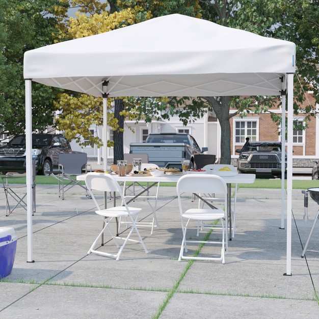 Emma And Oliver Outdoor Event tailgate Set With Pop Up Event Canopy With Carry Bag Bi fold Table And 4 Folding Chairs