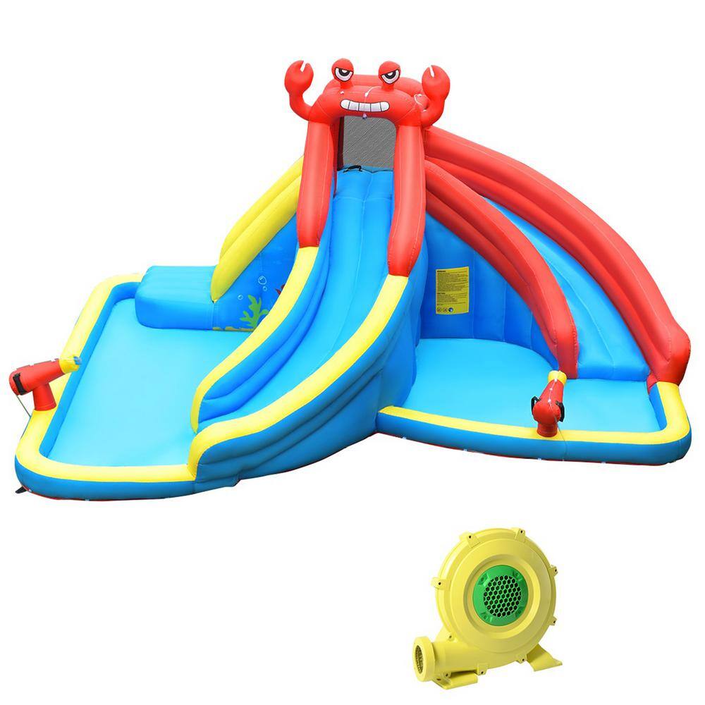 Gymax Inflatable Water Park Bounce House Crab with 2 Slides Climbing Wall Tunnel GYM05213