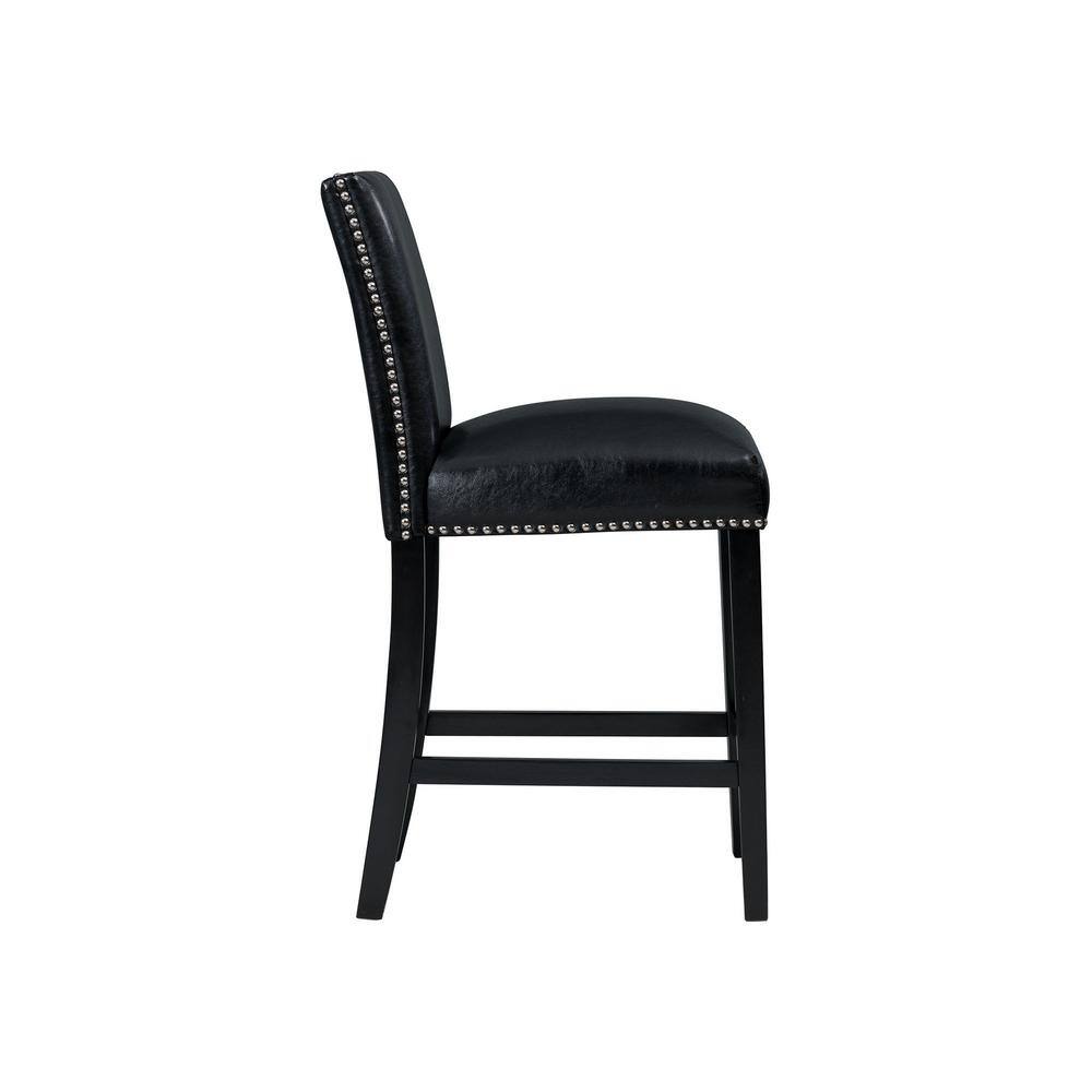 Picket House Furnishings Pia Faux Leather Counter Height Side Chair Set in Black DMI100CSC