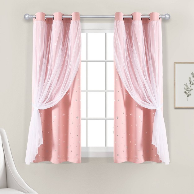 Star Sheer Insulated Grommet Blackout Window Curtain Panel Set Lush D cor