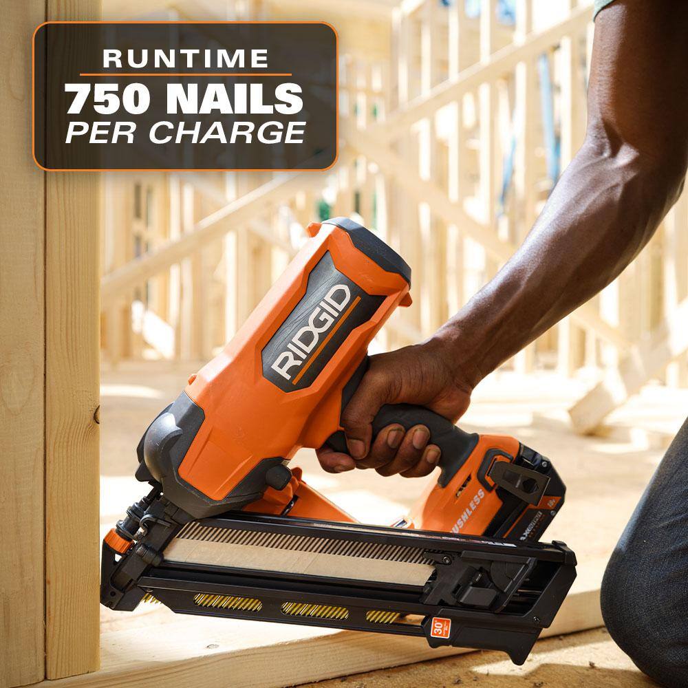 RIDGID 18V Brushless Cordless 30 3-12 in. Framing Nailer with Brushless 7-14 in. Circular Saw (Tools Only) R09895B-R8657B