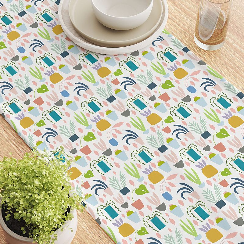 Table Runner， 100% Cotton， 16x108， Houseplant Collection