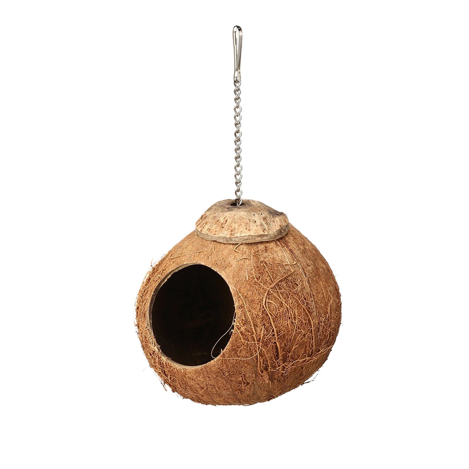 Coconut Birds Nest， Bird Cage with Climbing Ladder， Coconut Hide Bird Shell Breeding Nest for Parrot Parakeet Lovebird Finch Canary