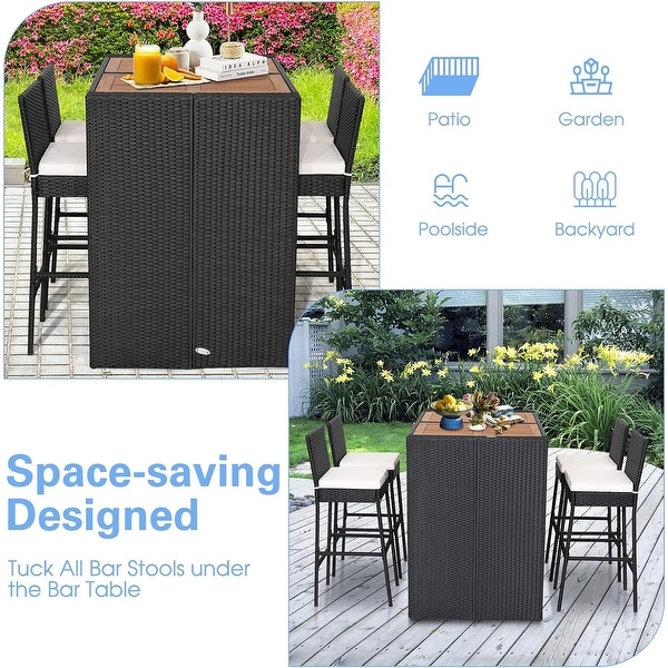 5 Piece Patio PE Wicker Bar Set