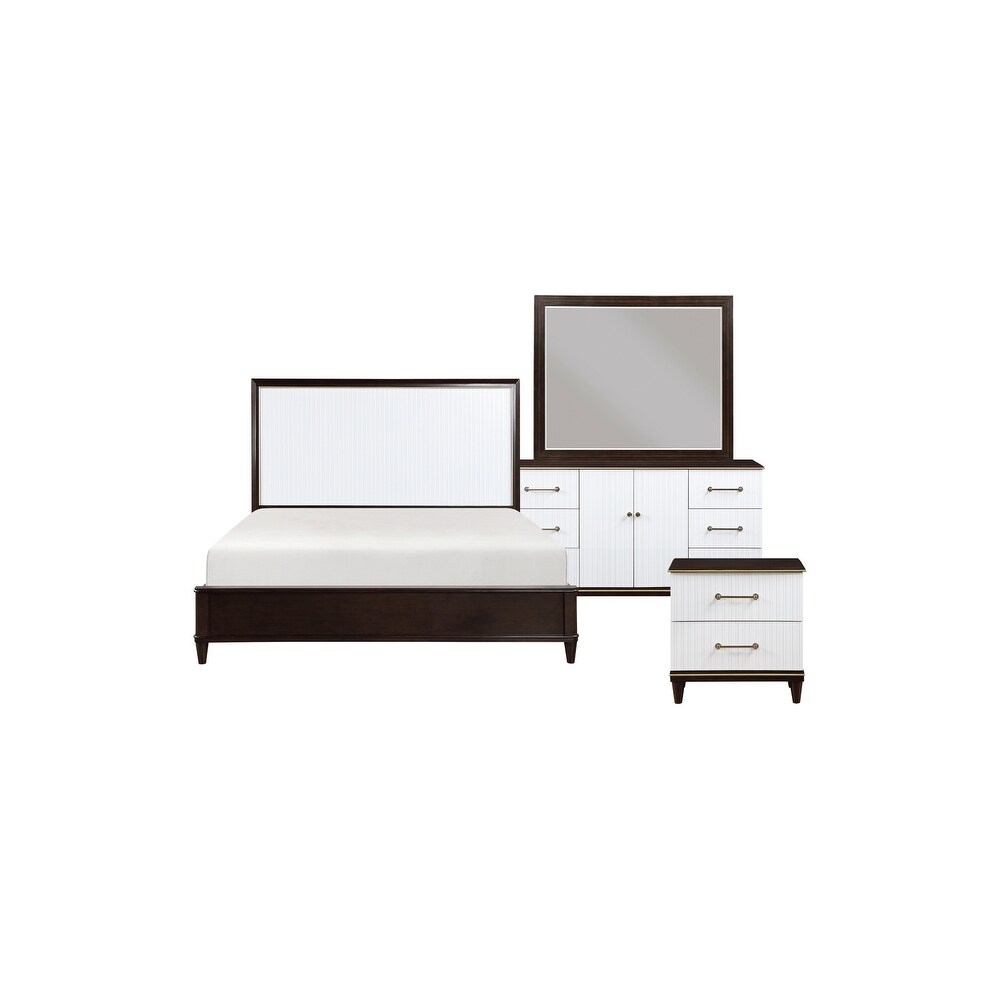 Eden 5 Piece White Espresso Panel Bedroom Set