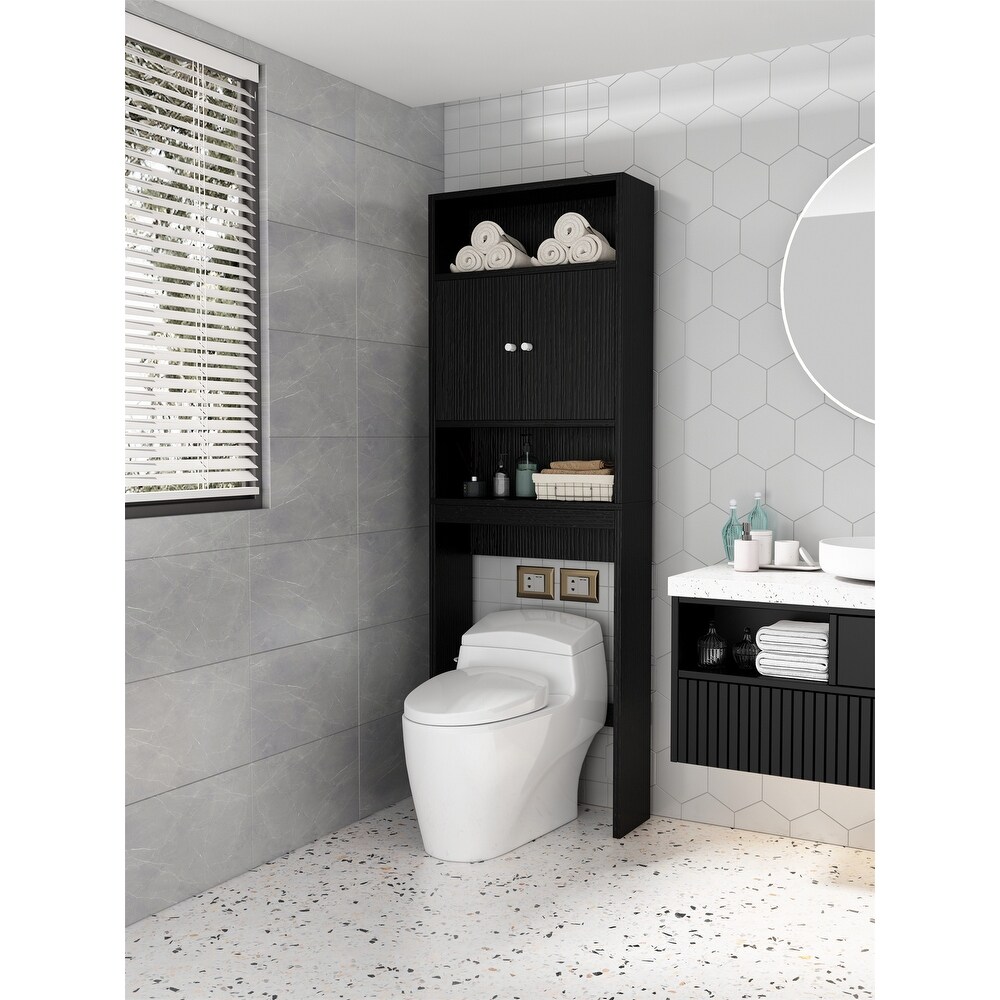 Toilet Paper Shelving Organizer Storage Cabinet Over the Toilet  Black