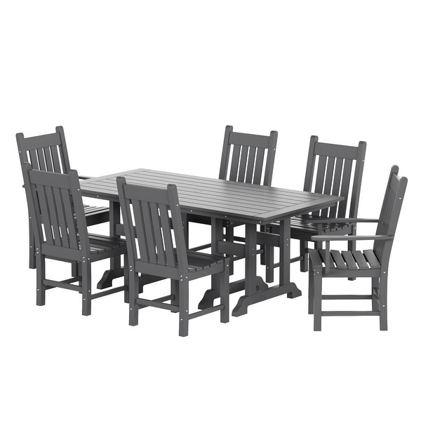 Polytrends Laguna Hdpe All Weather Outdoor Patio Dining Set with Rectangle Table，Side Chairs (7Piece Set)