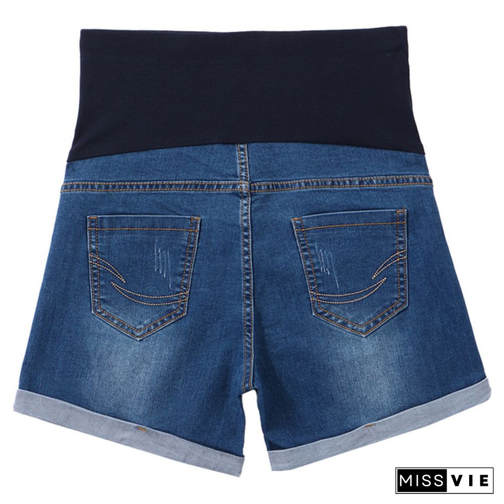 Summer Denim Shorts for Pregnant Women Cotton Shorts Low Waist Maternity Loose Pants