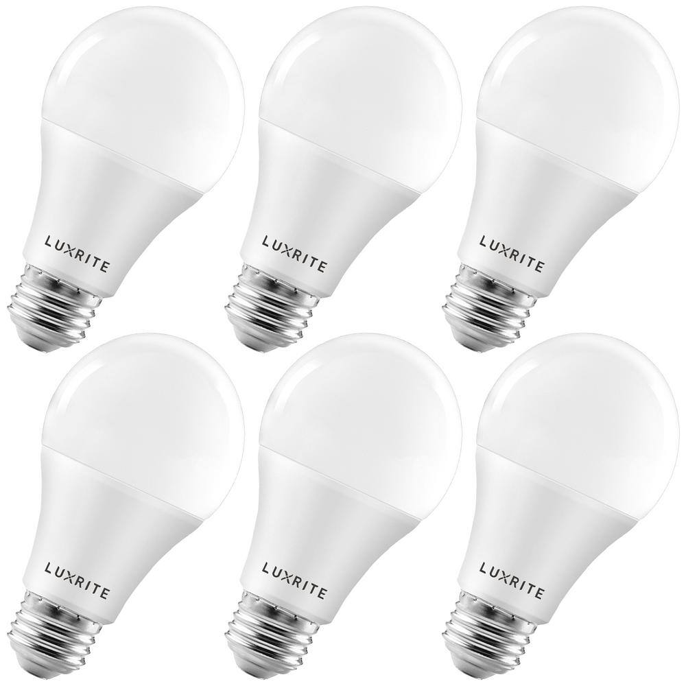 LUXRITE 100-Watt Equivalent A19 Dimmable LED Light Bulb Enclosed Fixture Rated 4000K Cool White (6-Pack) LR21442-6PK