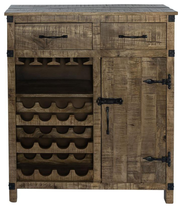 Wine Accent Cabinet  Weathered Honey Finish   Contemporary   Accent Chests And Cabinets   by BisonOffice  Houzz