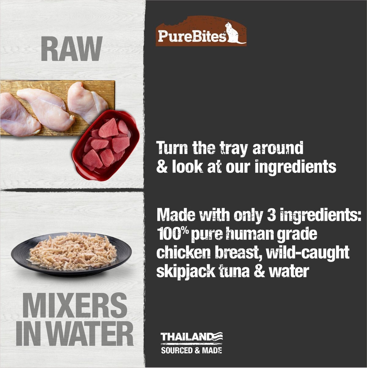 PureBites Mixers 100% Tuna and Chicken in Water Grain-Free Cat Food Trays