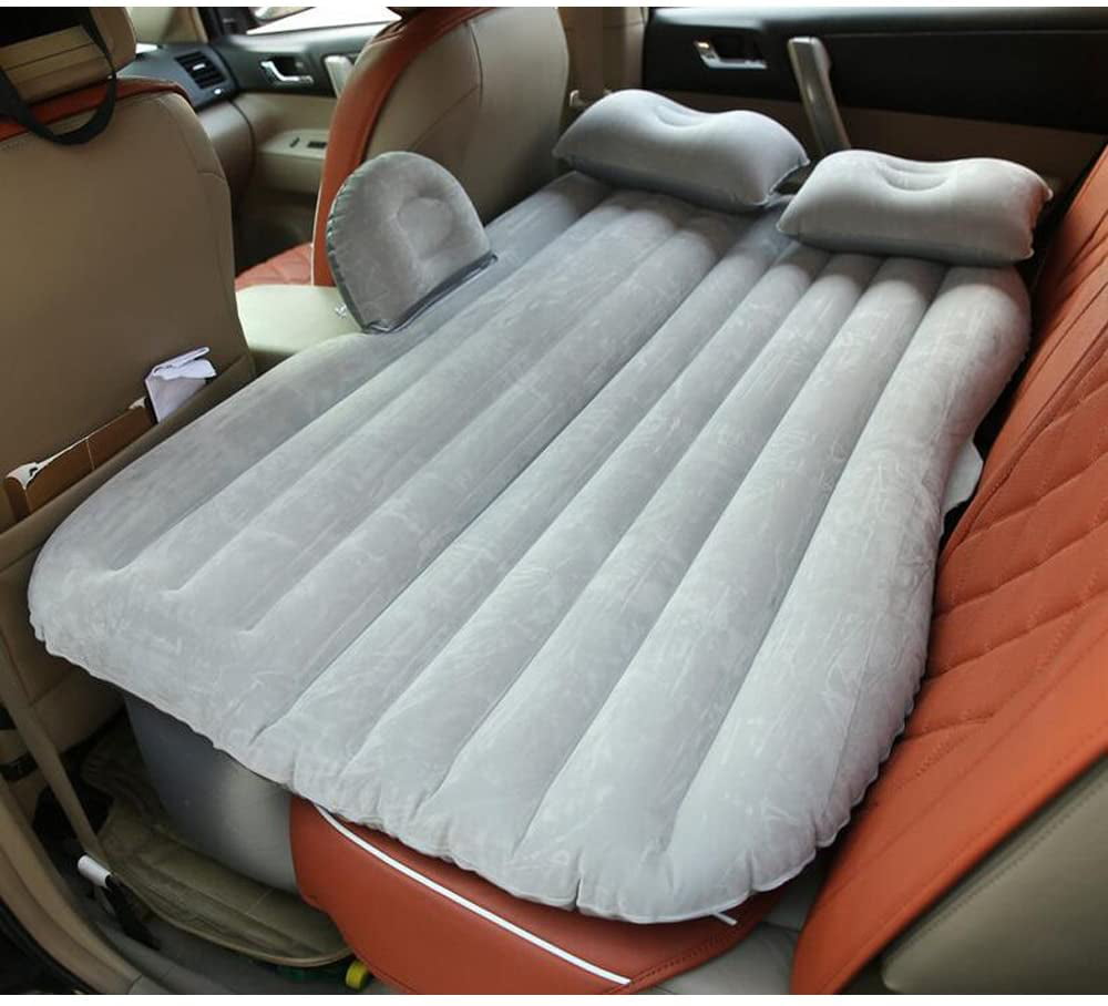 Inflatable Extended Air Mattress for car with Pump and Two Pillows - Cloud Grey