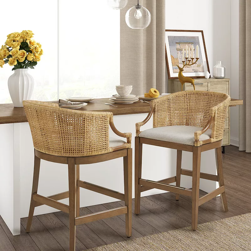 Martha Stewart Playa 25 Handcrafted Rattan Counter Stool