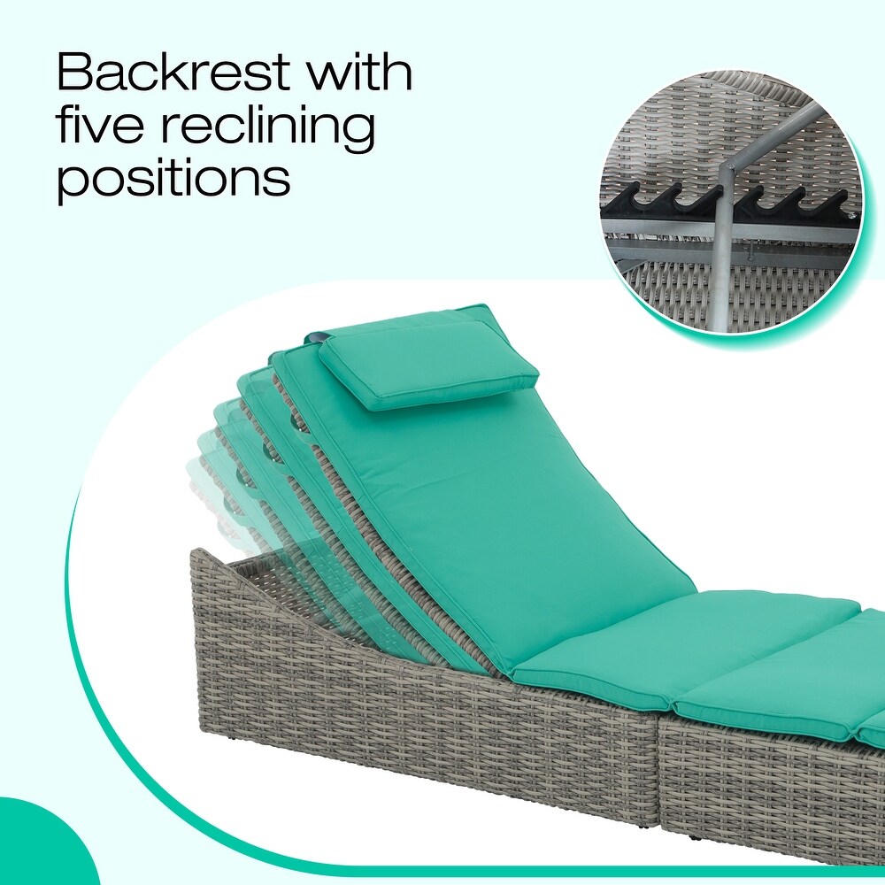 Adjustable Outdoor Wicker Reclining Chaise Lounge with Cushion