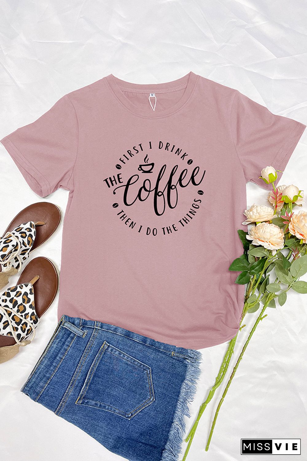 First i drink the coffee Short Sleeve Graphic Tee Wholesale