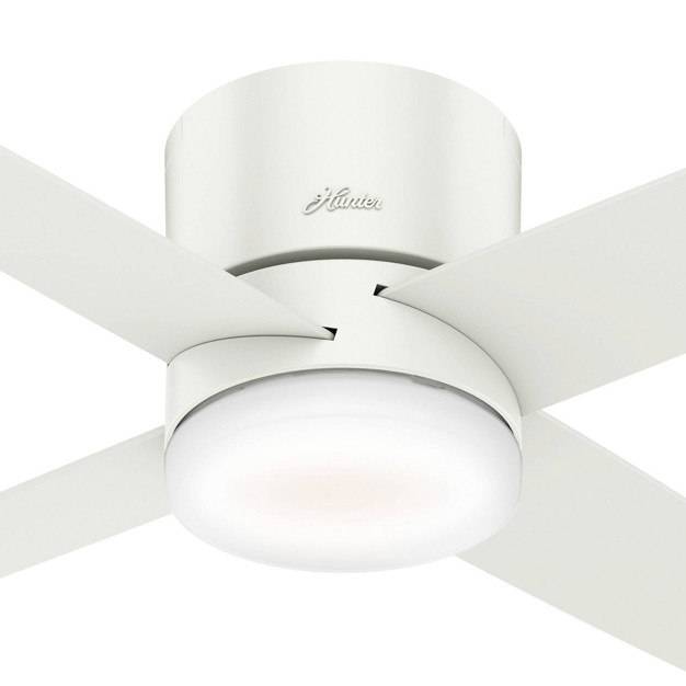 Led Advocate Wifi Low Profile Ceiling Fan With Remote includes Light Bulb White Hunter