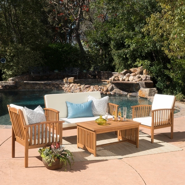 Carolina 4piece Outdoor Acacia Sofa Set by Christopher Knight Home