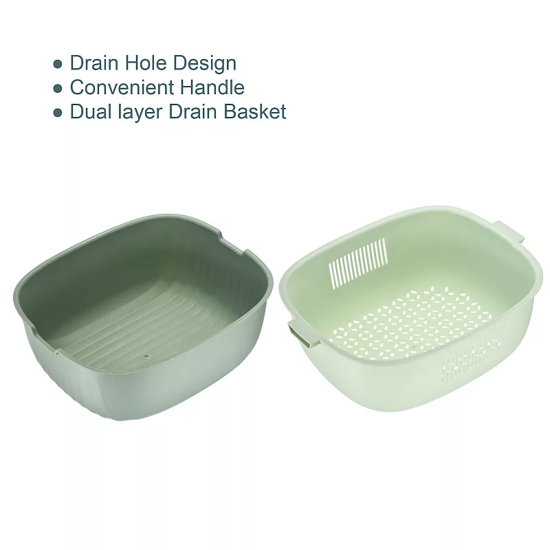 Kitchen Strainer Colander Set 2 Pcs， Plastic Fruit Drain Bowls