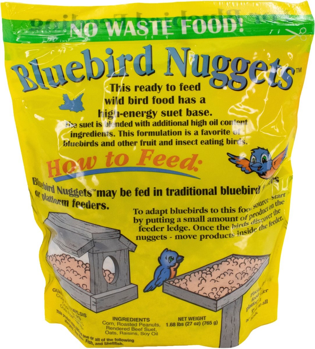 CandS No Melt and No Waste Bluebird Nuggets Bird Food， 27-oz bag