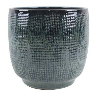 Vigoro 12 in. Genevieve BlueBlack Gradient Glazed Ceramic Planter (12 in. D x 12 in. H) with Drainage Hole 10000-05188