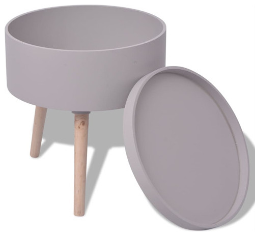 vidaXL Side Table with Serving Tray Sofa End Coffee Table Furniture Round Gray   Midcentury   Side Tables And End Tables   by vidaXL LLC  Houzz