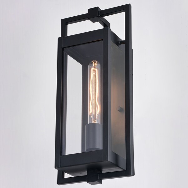 Sheridan Matte Black Contemporary Indoor Outdoor Wall Lantern Light Fixture with Clear Glass Shopping - The Best Deals on Outdoor Wall Lanterns | 41750993