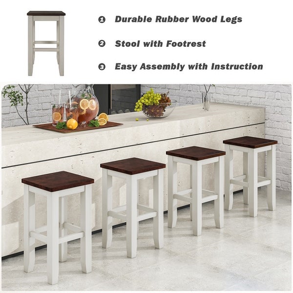 Farmhouse Counter Height Dining Stools with Footrest