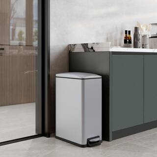 Innovaze 12.9 Gal.45-Liter Fingerprint Free Stainless Steel Slim Rectangular Kitchen Step-on Trash Can MGCS-AS1904