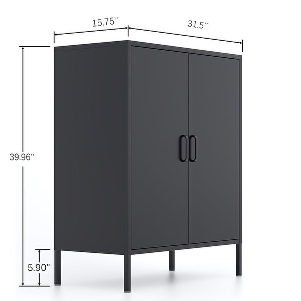 Metal Storage Locker Cabinet， Adjustable Shelves Free Standing Sideboard Steel Cabinets