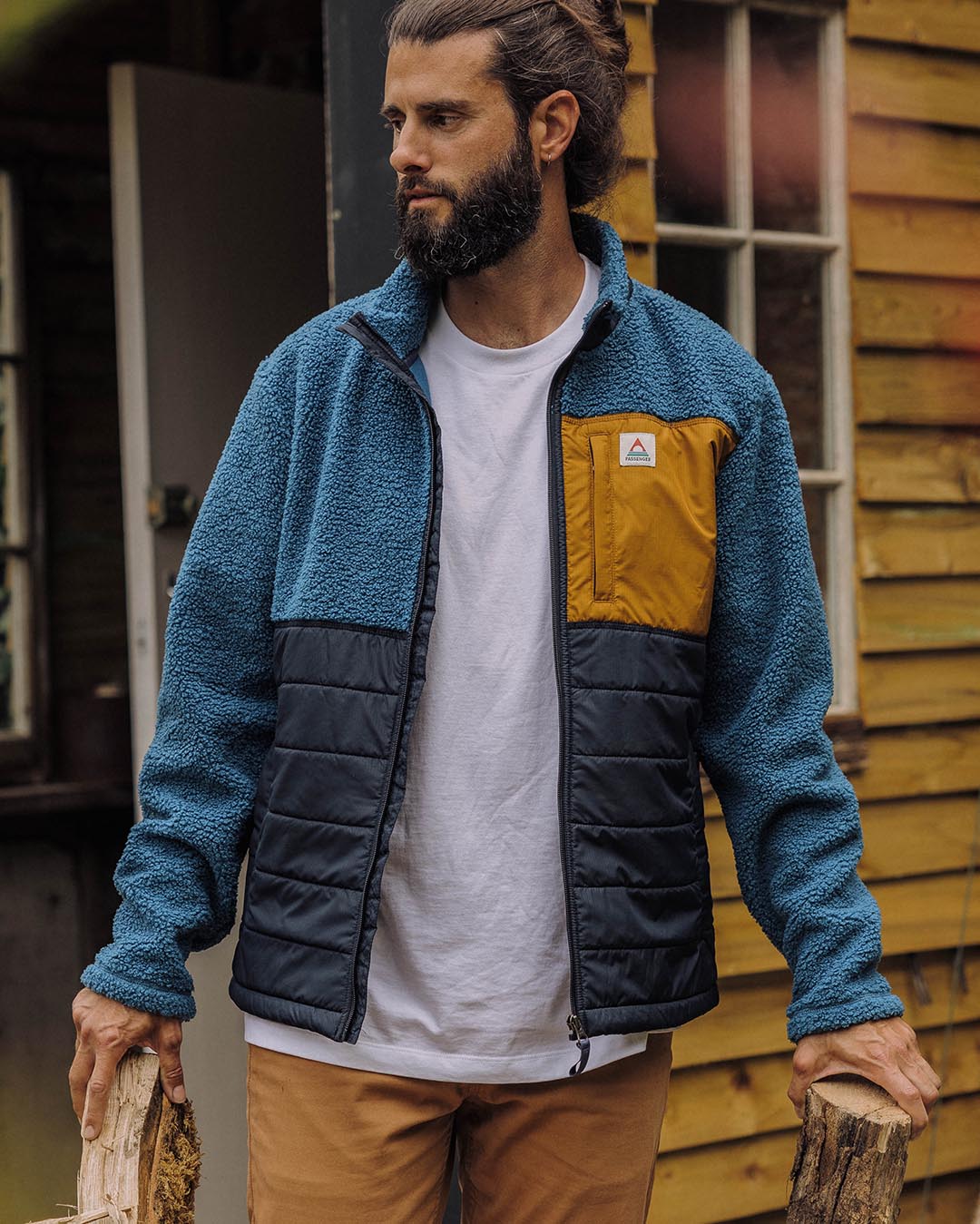 Born Explorer Recycled Polar-Lined Sherpa Fleece - Blue Steel