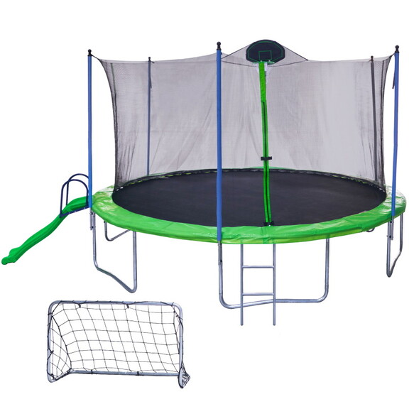 14FT Trampoline with Slide  Outdoor Trampoline for...