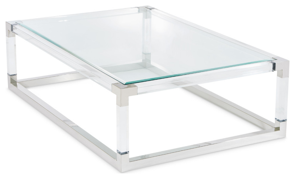 State St. Rectangular Cocktail Table   Glass/Stainless Steel   Contemporary   Coffee Tables   by HedgeApple  Houzz