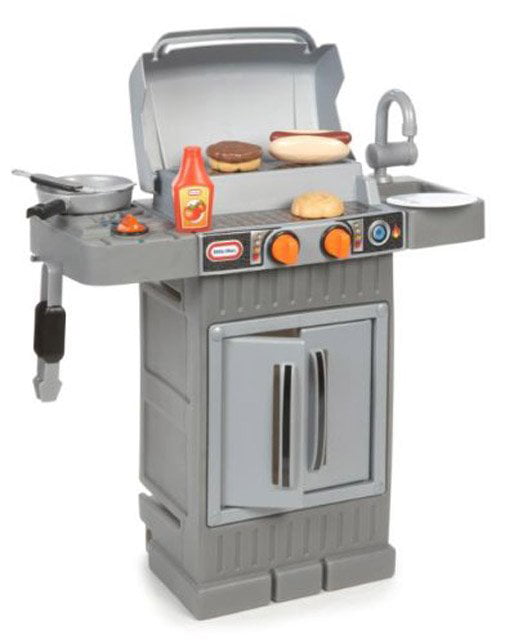 Little Tikes Cook 'n Grow BBQ Grill 8-Piece Pretend Play Kitchen Toys Playset, Gray, For Kids Toddlers Boys Girls Ages 2 3 4+