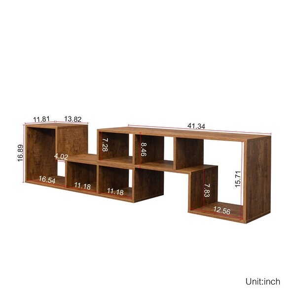 Double L-Shaped TV Stand Display Shelf Bookcase for Home Furniture Walnut