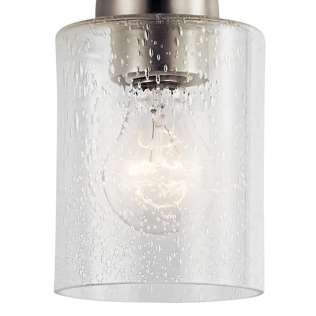 Kichler 44032NI Winslow Brushed Nickel Modern/Contemporary Seeded Glass Cylinder Mini Pendant Light