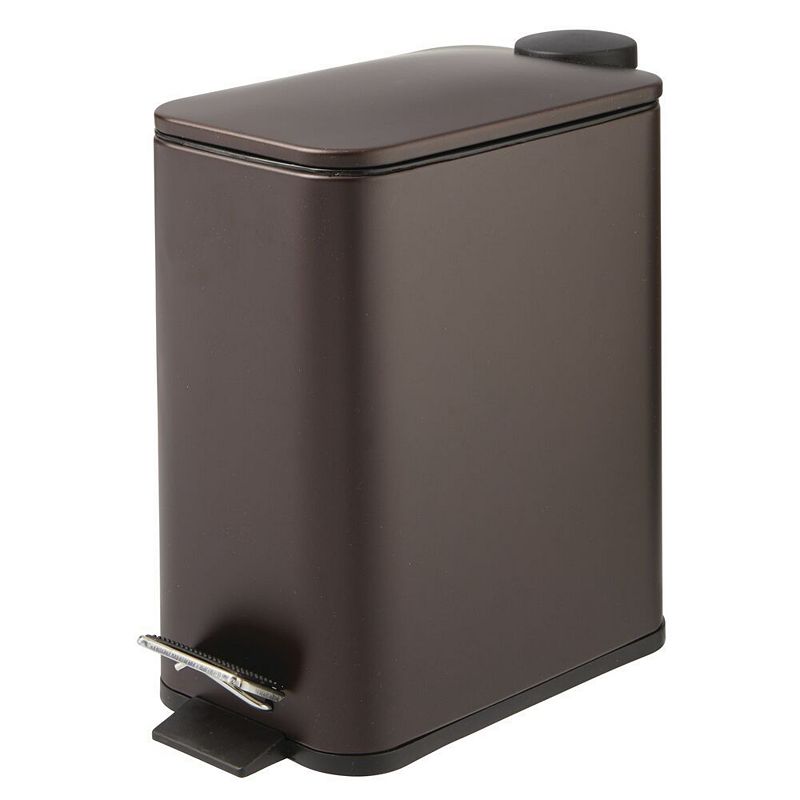 mDesign 5L Slim Metal Step Trash Can with Lid/Liner Bucket