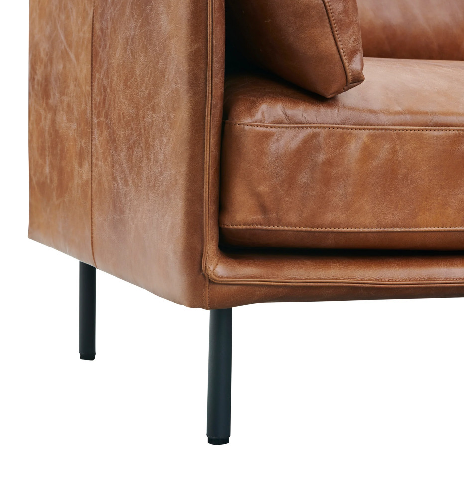 Venezia Industrial Modern Love Seat   Light Brown Leather   Industrial   Loveseats   by Crafters and Weavers  Houzz