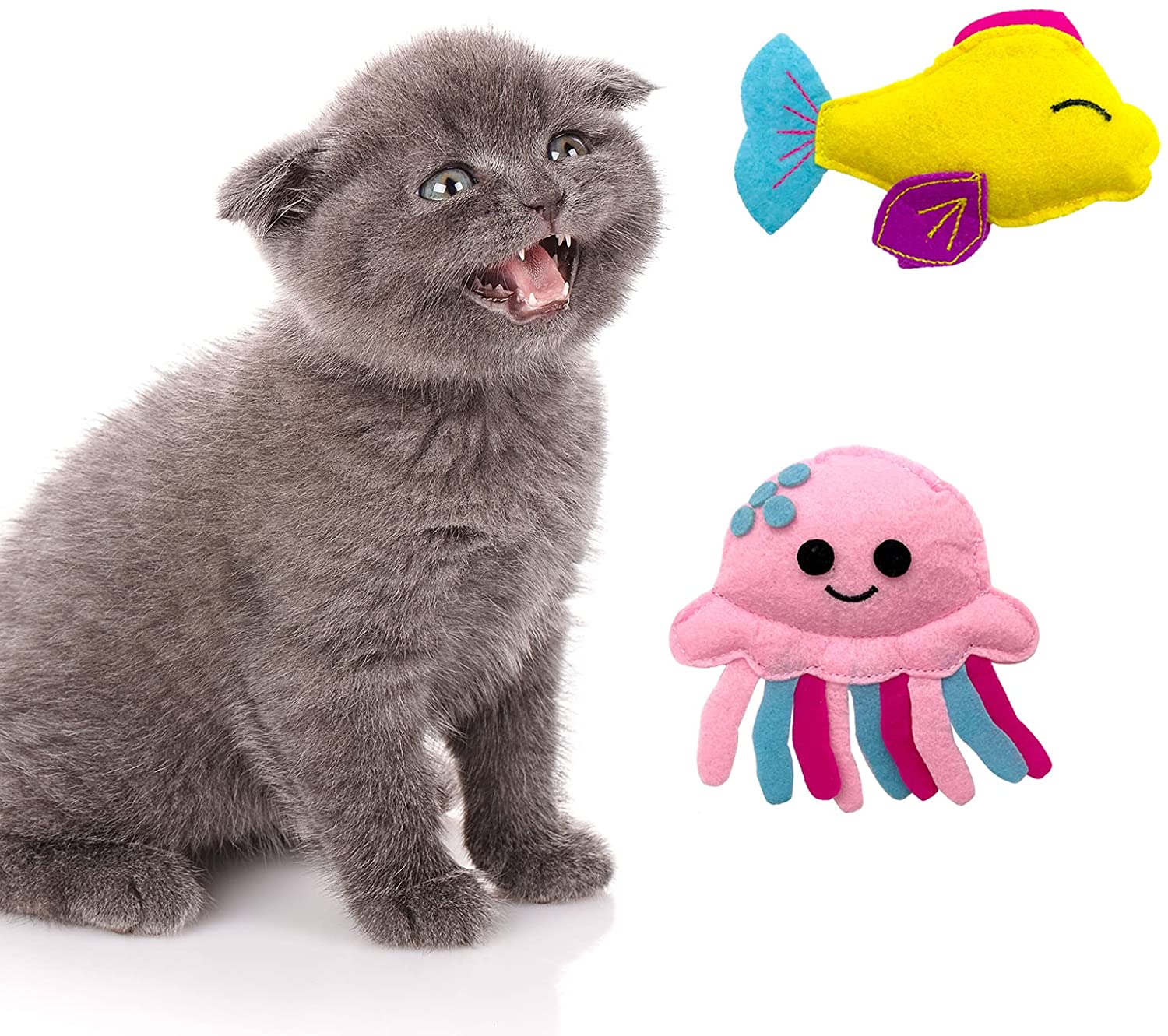 4 Pack Cat Kitten Catnip Toys Felt Catnip Interactive for Indoor