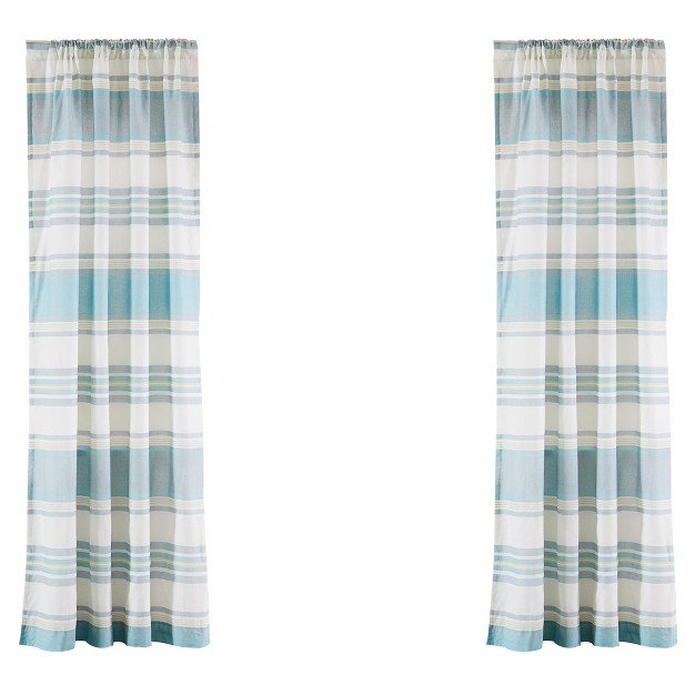 Maui Blue Lined Curtain Panel With Rod Pocket Levtex Home