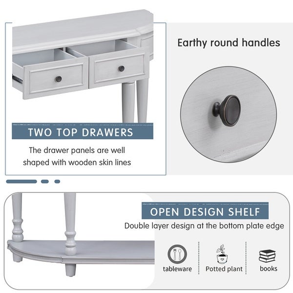 Control table Wooden sofa side table with 2 drawers and storage rack