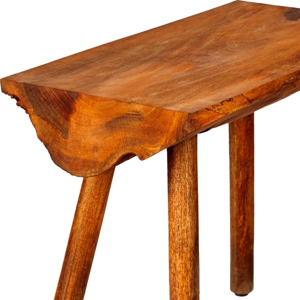 18 Inch Rectangular Mango Wood Side Table with Live Edge Log Top