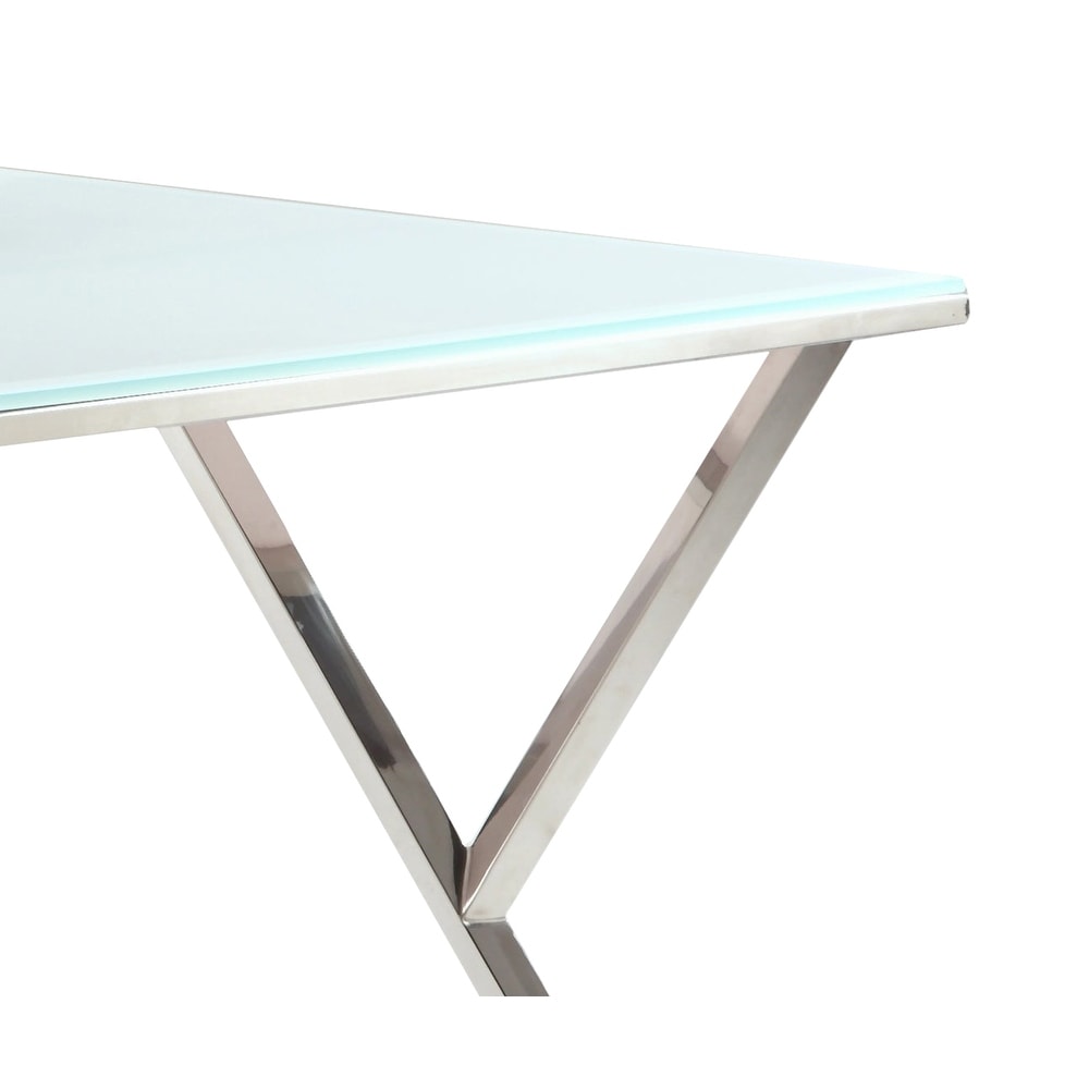 Somette White Starphire 61 inch Glass Dining Table