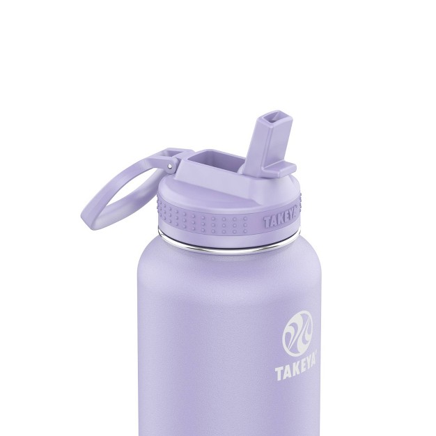 Takeya Actives 32oz Stainless Steel Water Bottle With Straw Lid Lavender Field