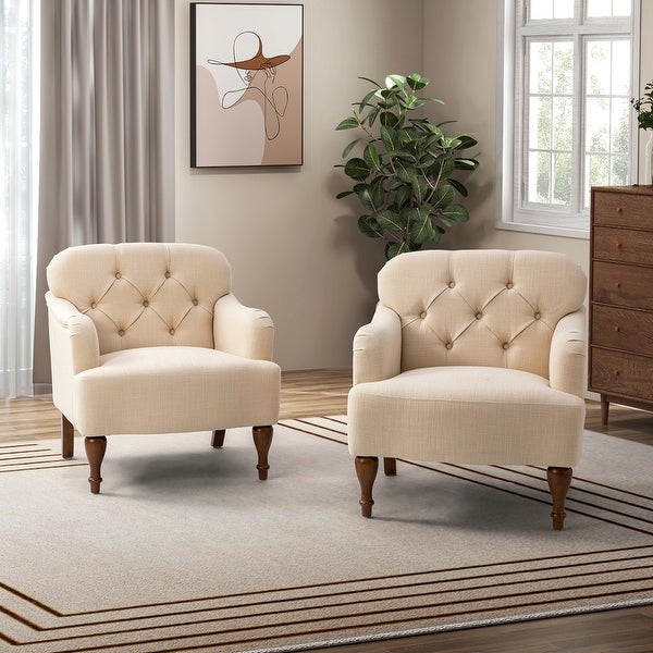 Bacchae Comfy Accent Armchair with Recessed Arms Set of 2 by HULALA HOME