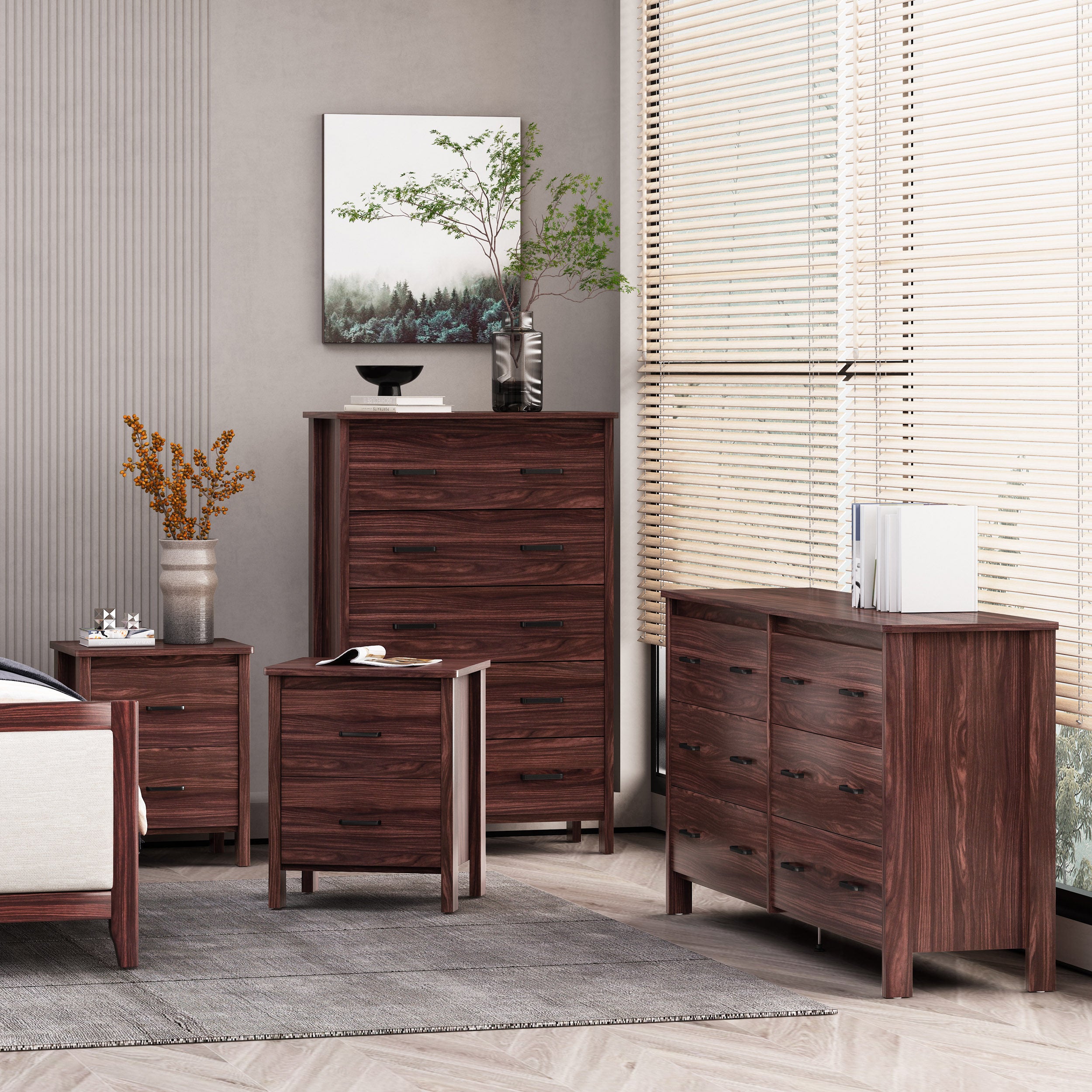 Titeca Contemporary 4 Piece Dresser and Nightstand Set