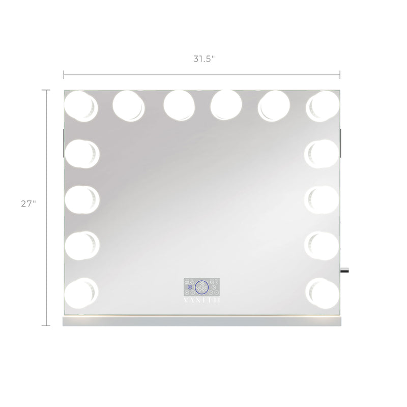 Marilyn Hollywood Vanity Mirror Pro - Tabletop or Wall Mount Vanity Mirror with 14 Dimmable LED Bulbs   VNT-8065BT-O-WHT