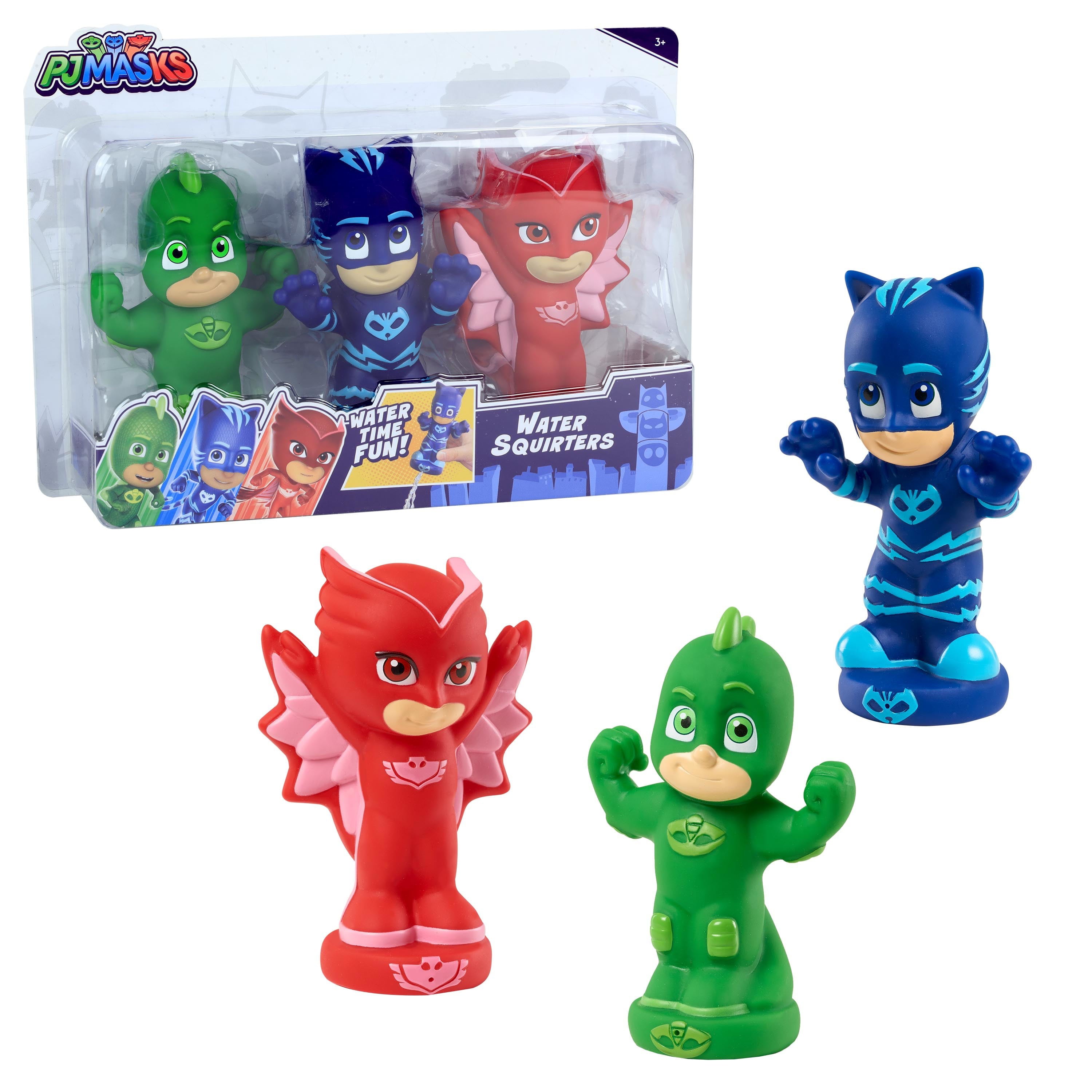 PJ Masks Bath Toy Set， Includes Catboy， Gekko， and Owlette Water Toys for Kids，  Kids Toys for Ages 3 Up， Easter Basket Stuffers and Small Gifts