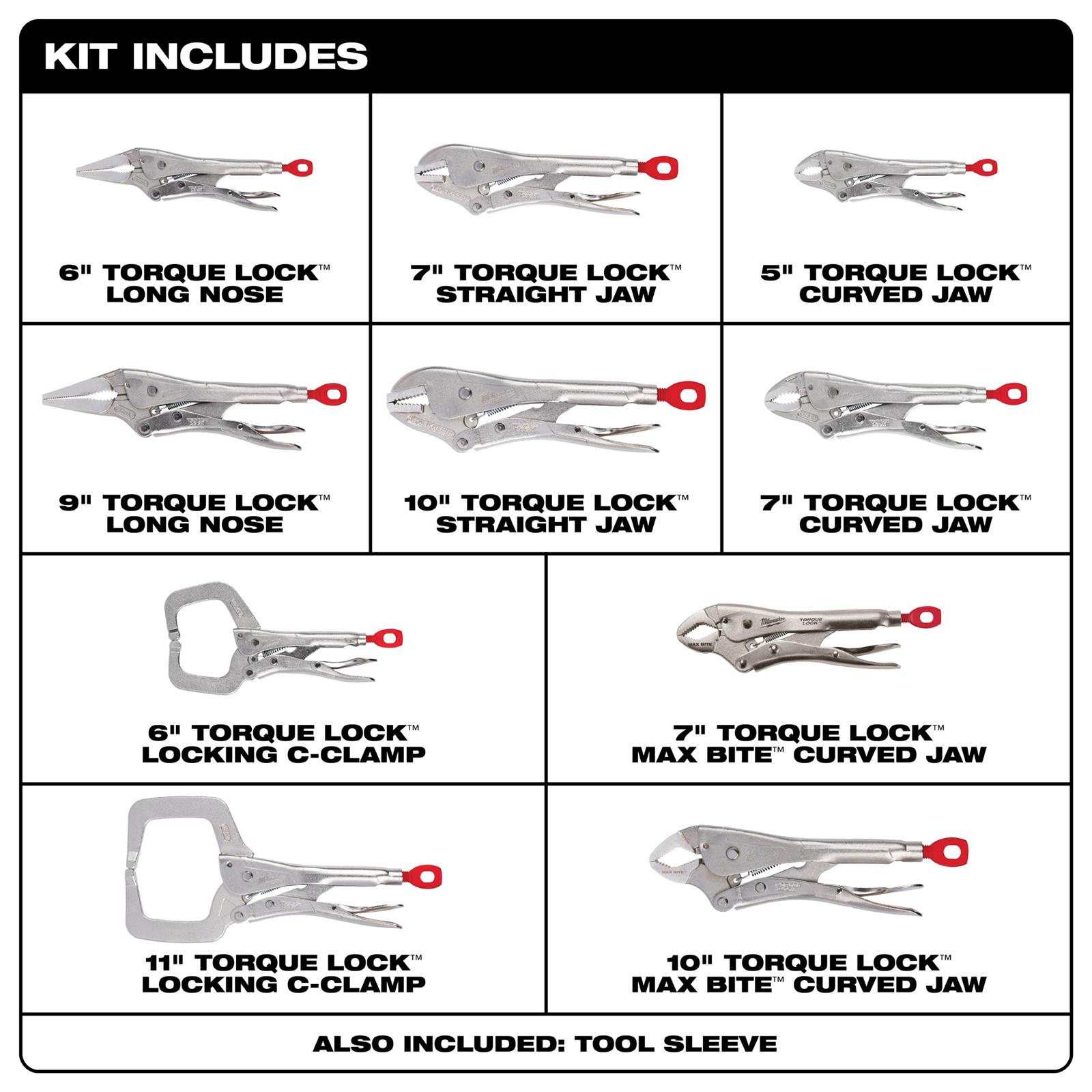 Milwaukee Tool 48-22-3690 Milwaukee TORQUE LOCK 10-Piece Locking Plier Sets