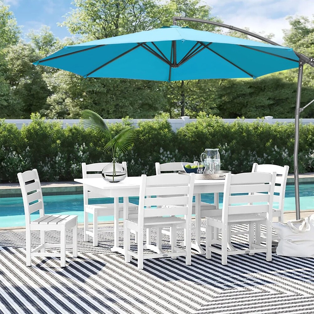 Zenova 10FT Patio Offset Umbrella with 360 Degree Rotation and Cross Base